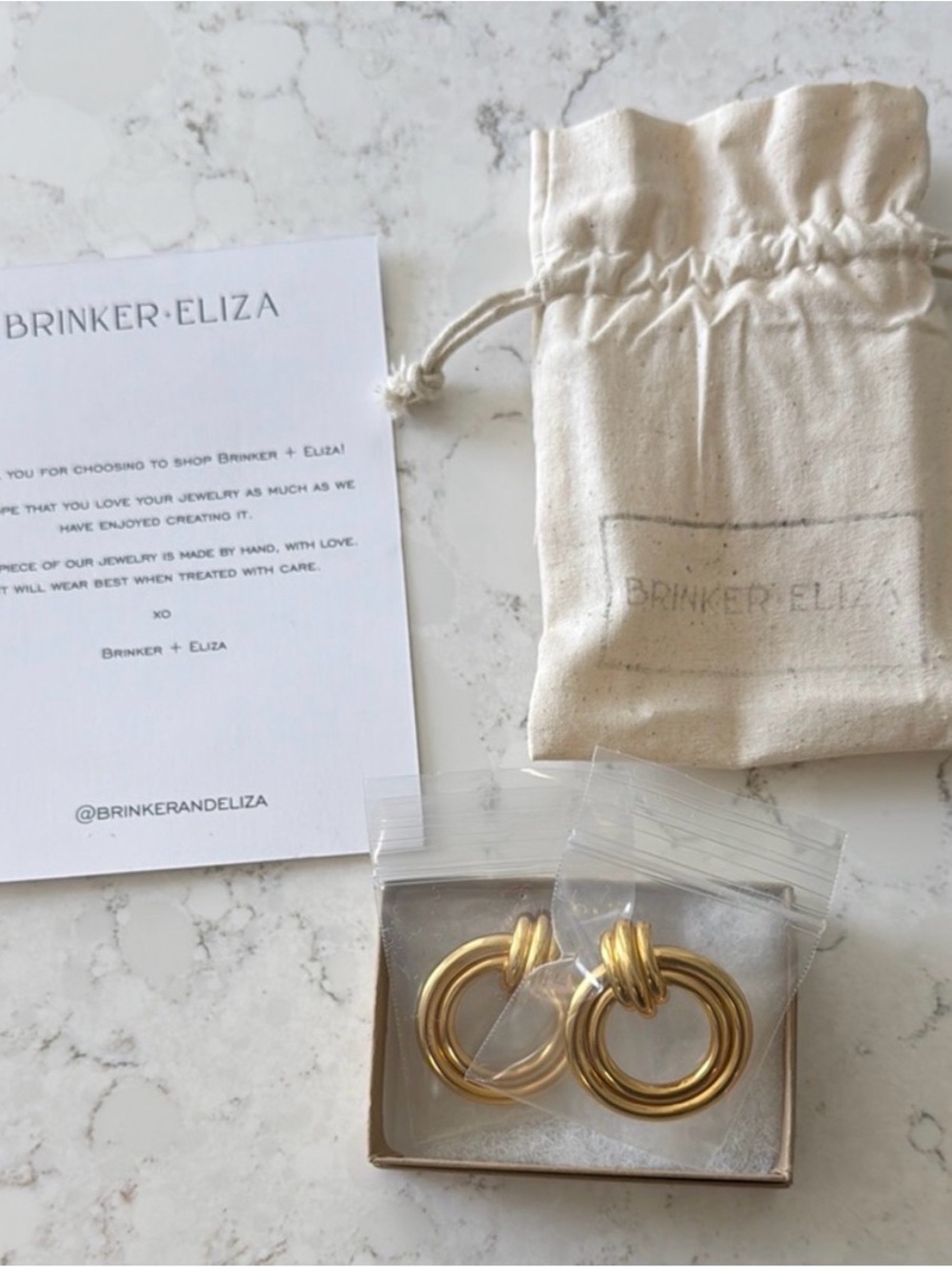 NWT Brinker + Eliza Gold Double Hoops
